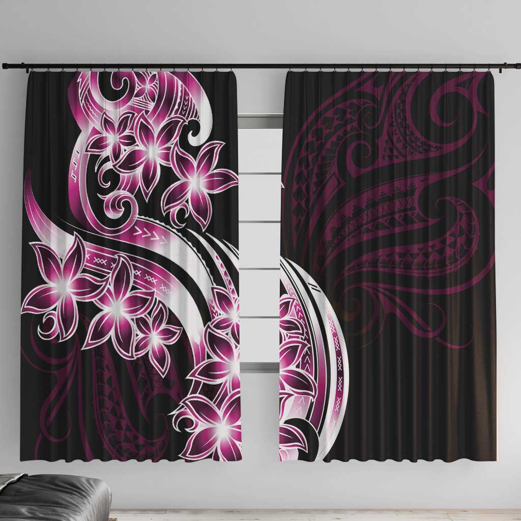 Plumeria Tribal Tattoo Window Curtain Pink Polynesian Pattern LT9 With Hooks Pink - Polynesian Pride
