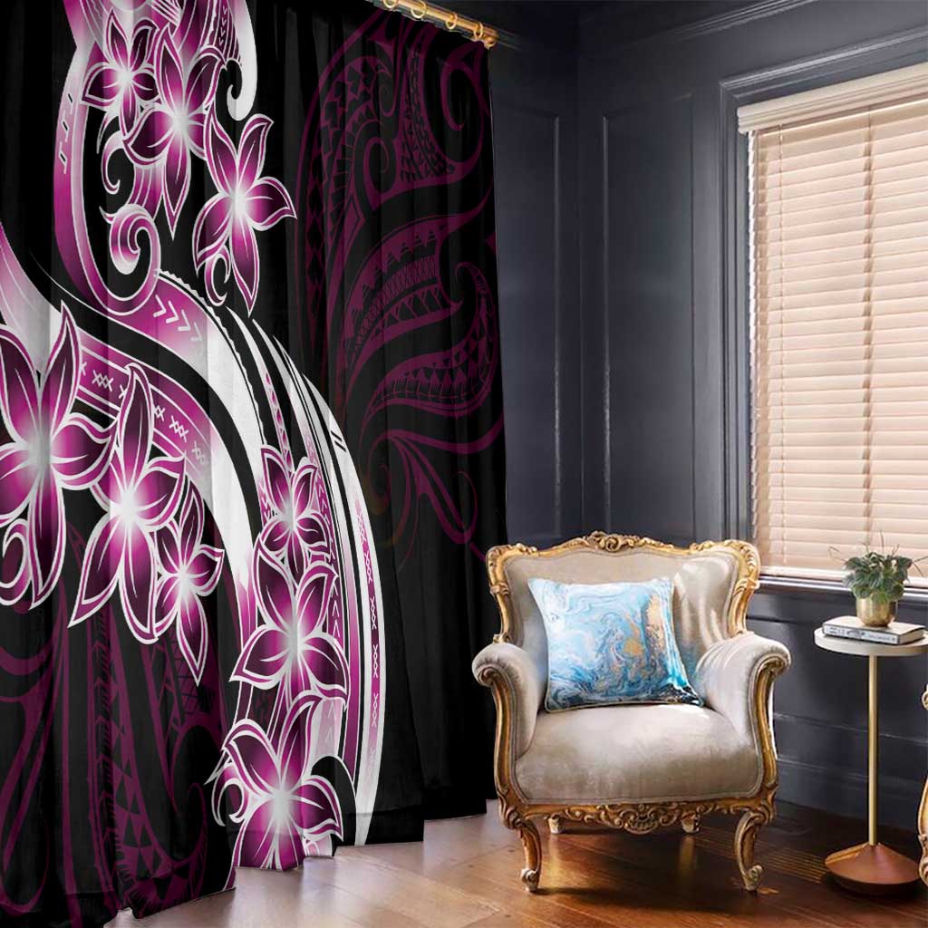 Plumeria Tribal Tattoo Window Curtain Pink Polynesian Pattern LT9 - Polynesian Pride