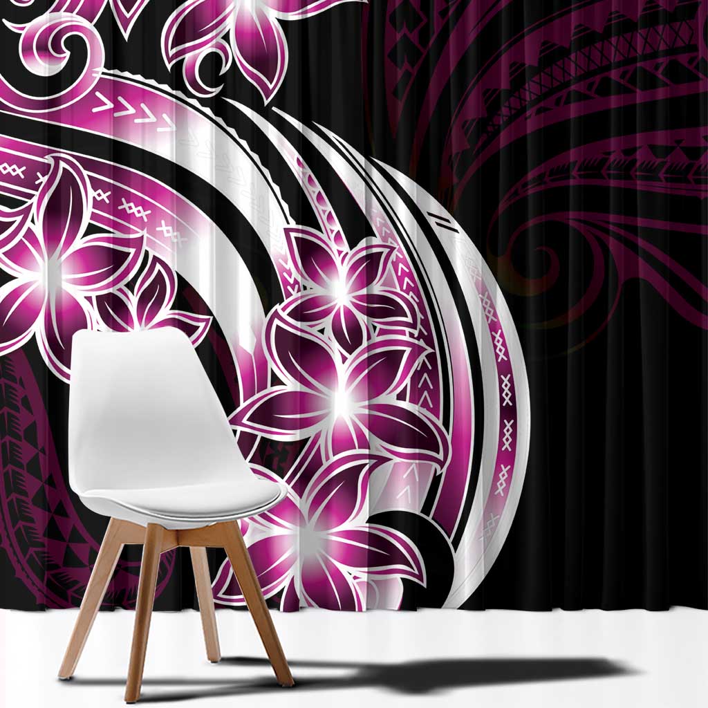 Plumeria Tribal Tattoo Window Curtain Pink Polynesian Pattern LT9 - Polynesian Pride
