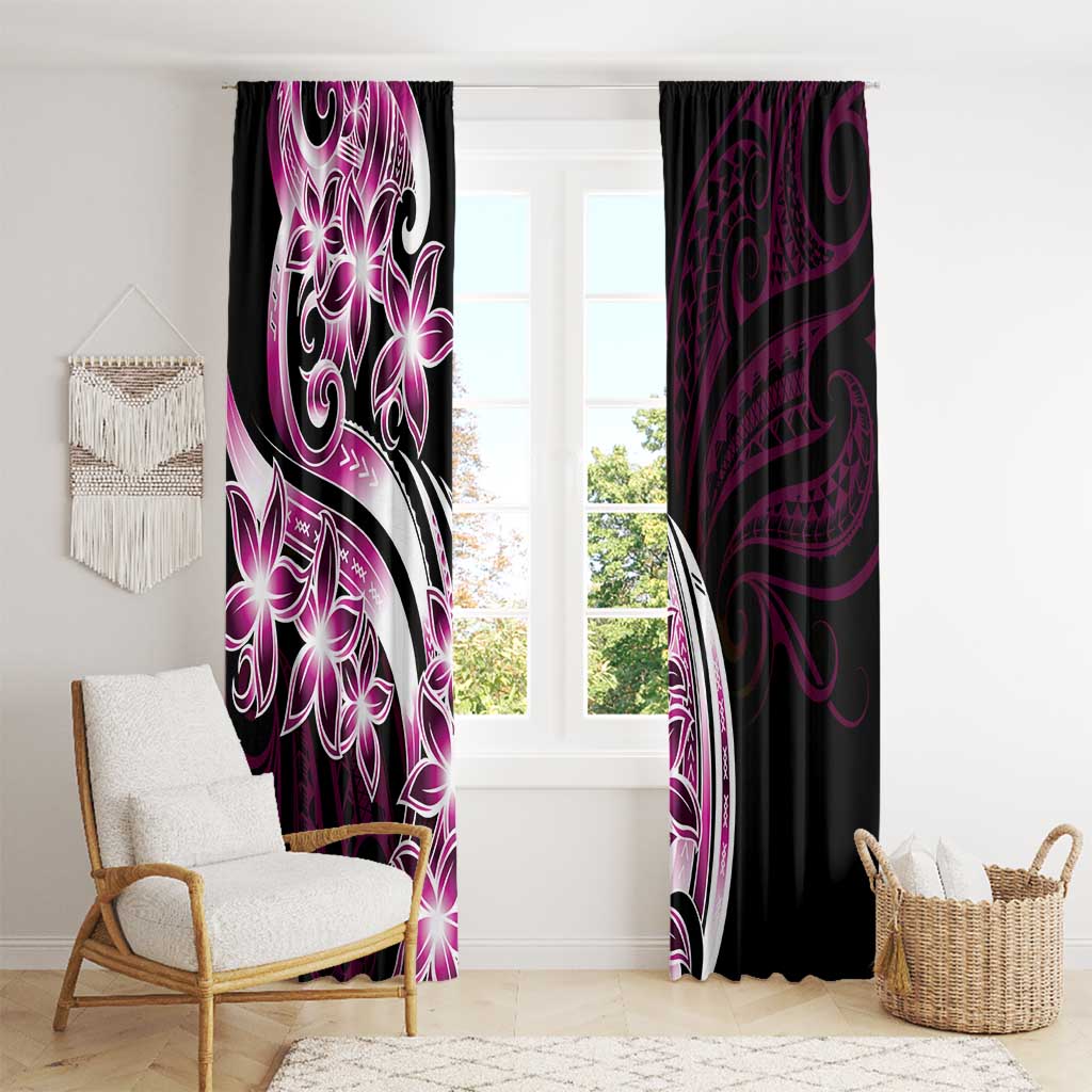 Plumeria Tribal Tattoo Window Curtain Pink Polynesian Pattern LT9 - Polynesian Pride