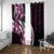 Plumeria Tribal Tattoo Window Curtain Pink Polynesian Pattern