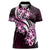 Plumeria Tribal Tattoo Women Polo Shirt Pink Polynesian Pattern