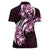 Plumeria Tribal Tattoo Women Polo Shirt Pink Polynesian Pattern