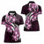 Plumeria Tribal Tattoo Women Polo Shirt Pink Polynesian Pattern