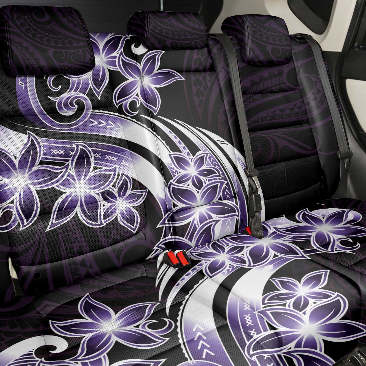 Plumeria Tribal Tattoo Back Car Seat Cover Purple Polynesian Pattern LT9 - Polynesian Pride