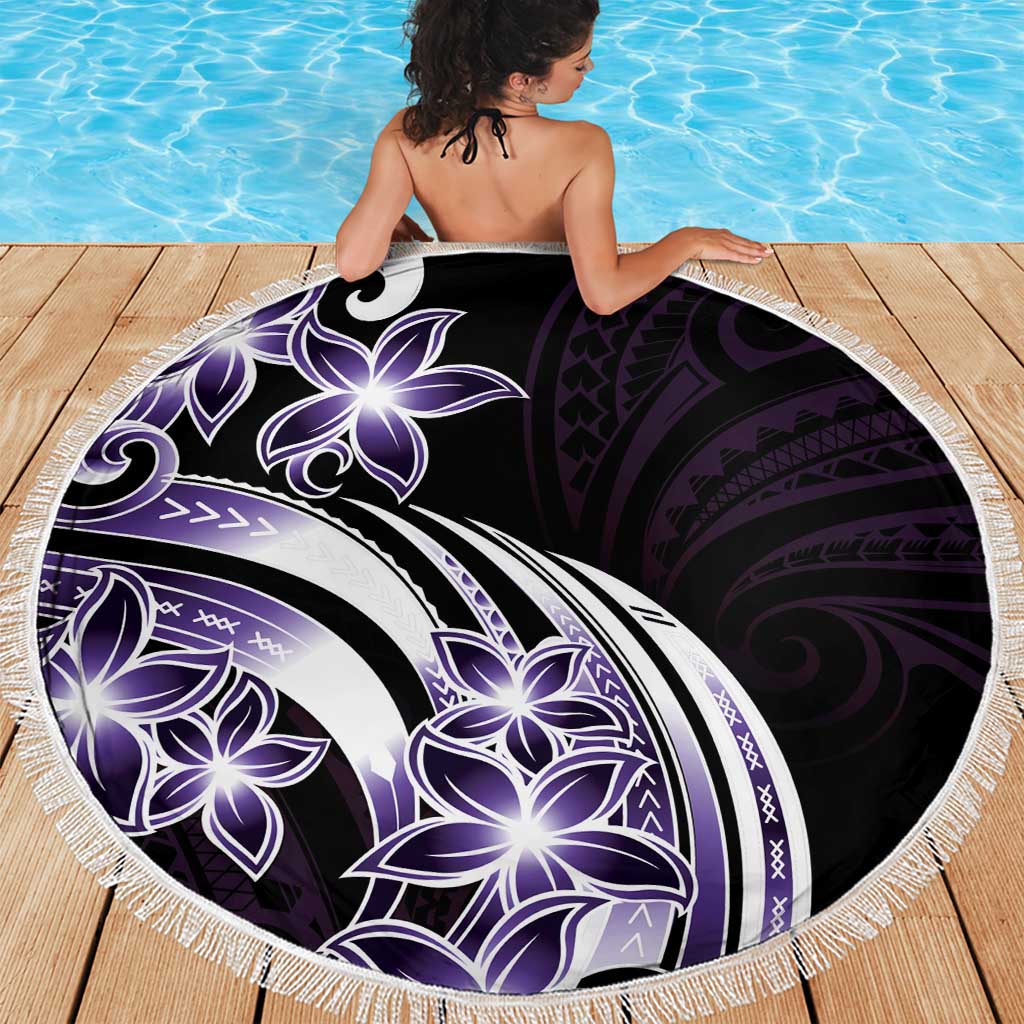 Plumeria Tribal Tattoo Beach Blanket Purple Polynesian Pattern LT9 - Polynesian Pride