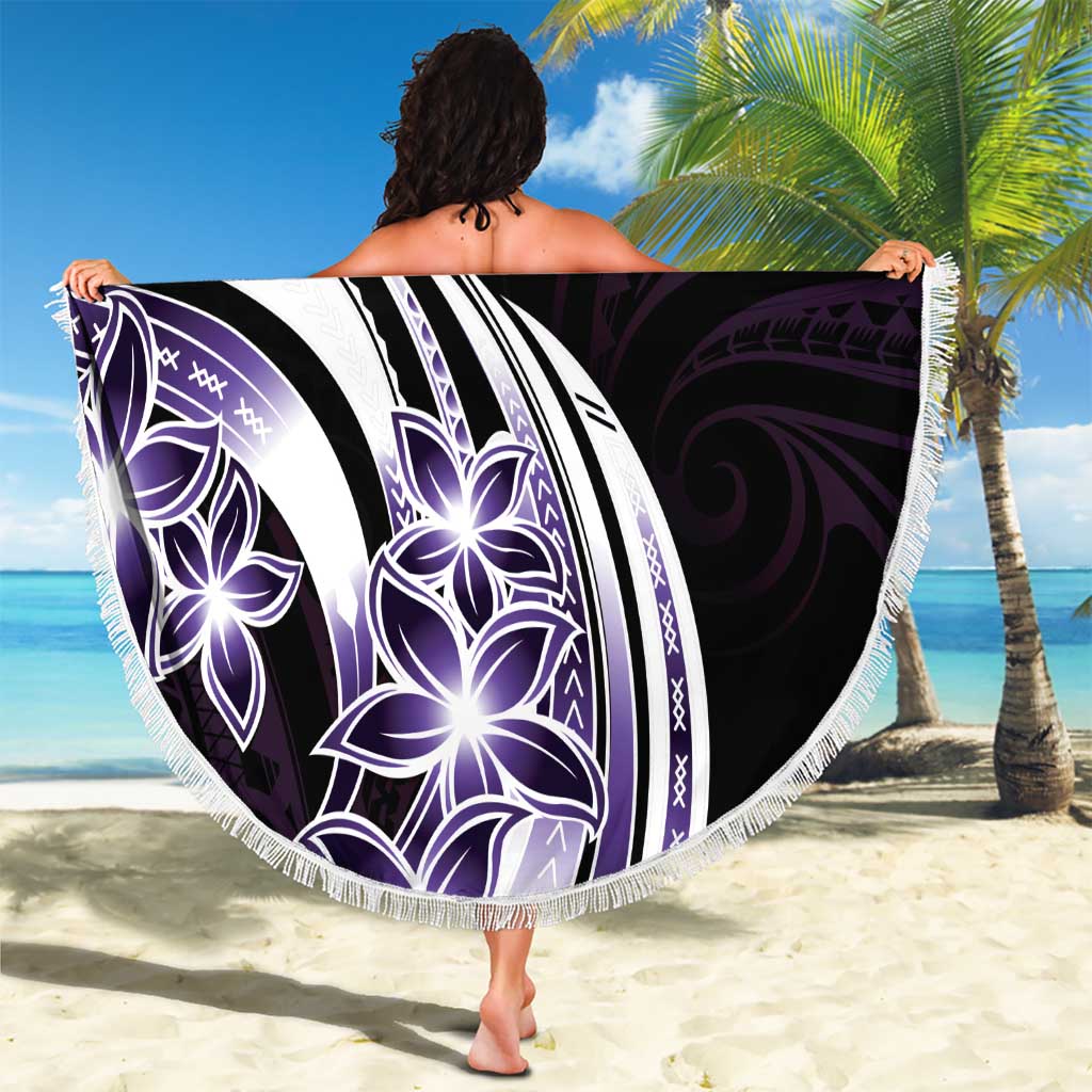 Plumeria Tribal Tattoo Beach Blanket Purple Polynesian Pattern LT9 - Polynesian Pride