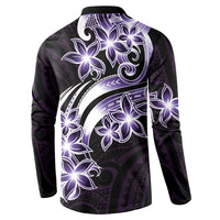 Plumeria Tribal Tattoo Button Sweatshirt Purple Polynesian Pattern LT9 - Polynesian Pride