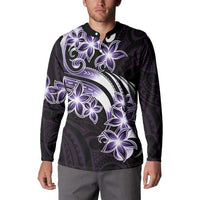 Plumeria Tribal Tattoo Button Sweatshirt Purple Polynesian Pattern LT9 - Polynesian Pride