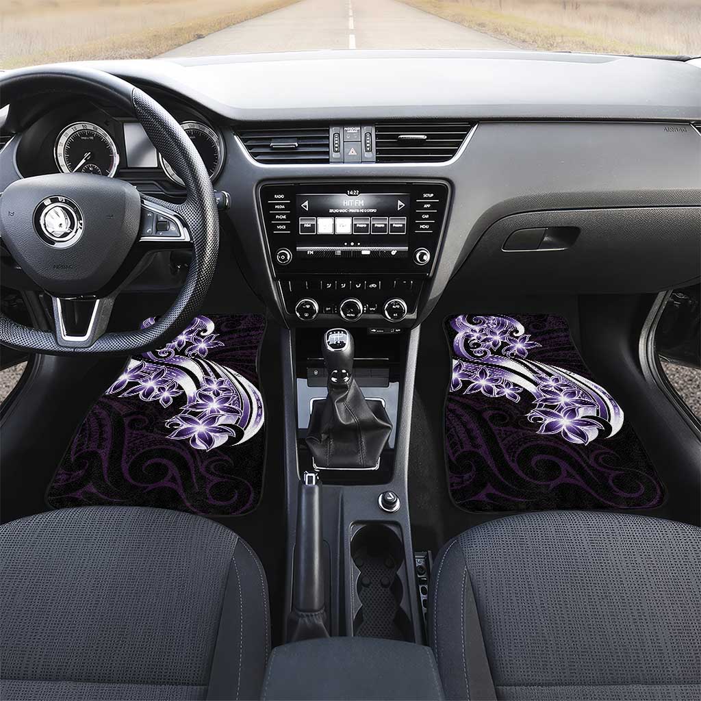 Plumeria Tribal Tattoo Car Mats Purple Polynesian Pattern LT9 Set 2pcs - Front Purple - Polynesian Pride