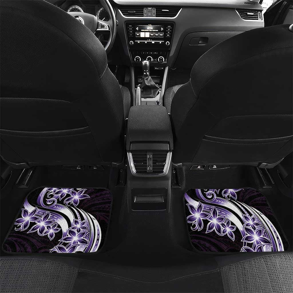 Plumeria Tribal Tattoo Car Mats Purple Polynesian Pattern LT9 Set 2pcs - Back Purple - Polynesian Pride