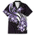 Plumeria Tribal Tattoo Family Matching Long Sleeve Bodycon Dress and Hawaiian Shirt Purple Polynesian Pattern