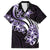 Plumeria Tribal Tattoo Family Matching Off The Shoulder Long Sleeve Dress and Hawaiian Shirt Purple Polynesian Pattern