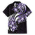 Plumeria Tribal Tattoo Family Matching Off The Shoulder Long Sleeve Dress and Hawaiian Shirt Purple Polynesian Pattern