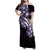 Plumeria Tribal Tattoo Family Matching Off Shoulder Maxi Dress and Hawaiian Shirt Purple Polynesian Pattern