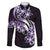 Plumeria Tribal Tattoo Family Matching Off Shoulder Short Dress and Hawaiian Shirt Purple Polynesian Pattern