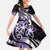 Plumeria Tribal Tattoo Family Matching Short Sleeve Bodycon Dress and Hawaiian Shirt Purple Polynesian Pattern