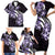 Plumeria Tribal Tattoo Family Matching Short Sleeve Bodycon Dress and Hawaiian Shirt Purple Polynesian Pattern