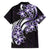 Plumeria Tribal Tattoo Family Matching Short Sleeve Bodycon Dress and Hawaiian Shirt Purple Polynesian Pattern