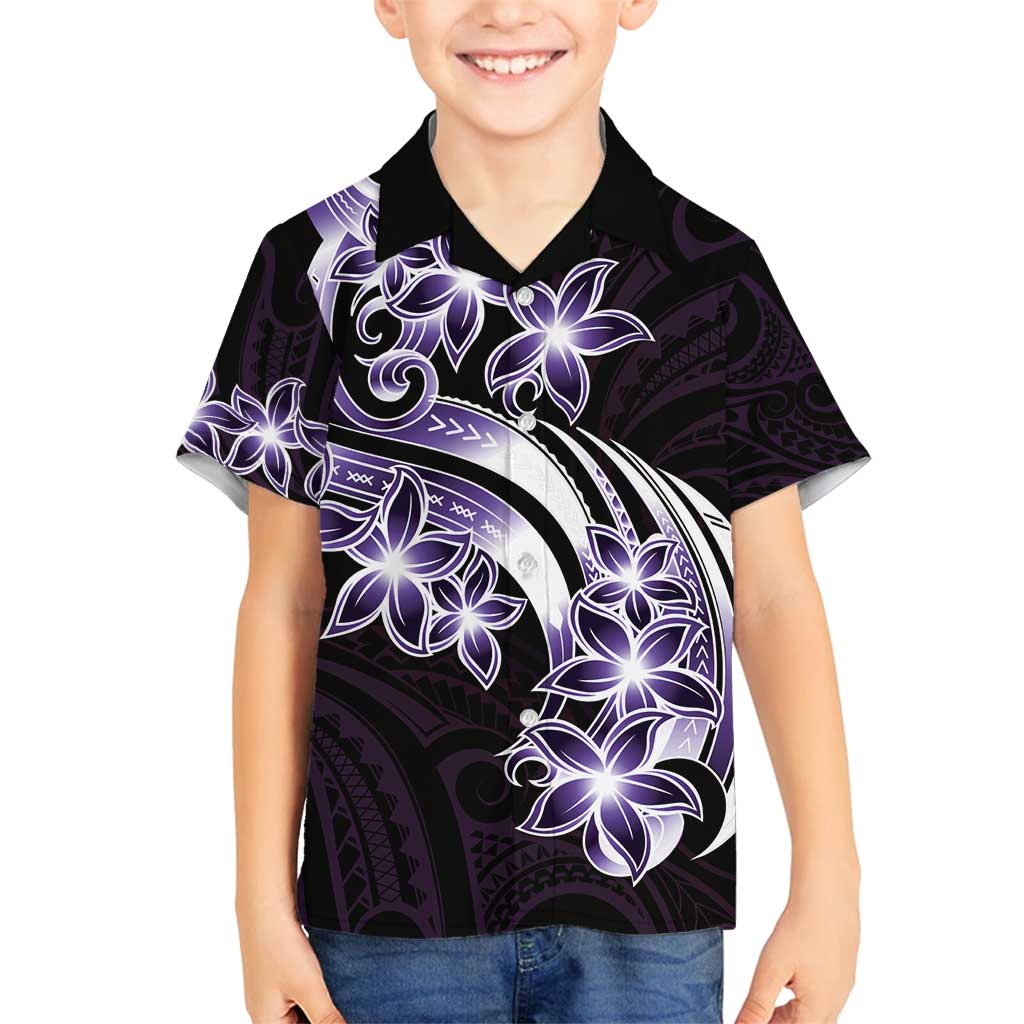 Plumeria Tribal Tattoo Family Matching Summer Maxi Dress and Hawaiian Shirt Purple Polynesian Pattern