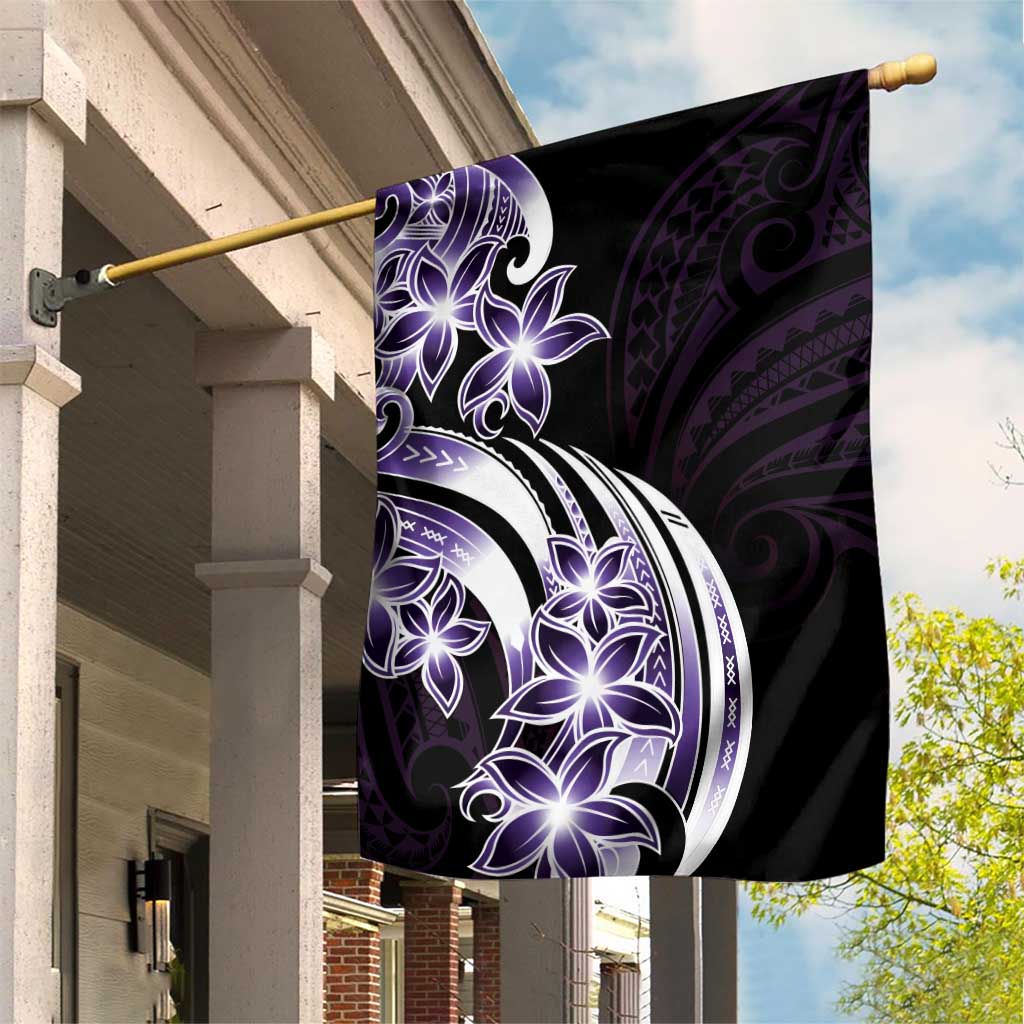 Plumeria Tribal Tattoo Garden Flag Purple Polynesian Pattern