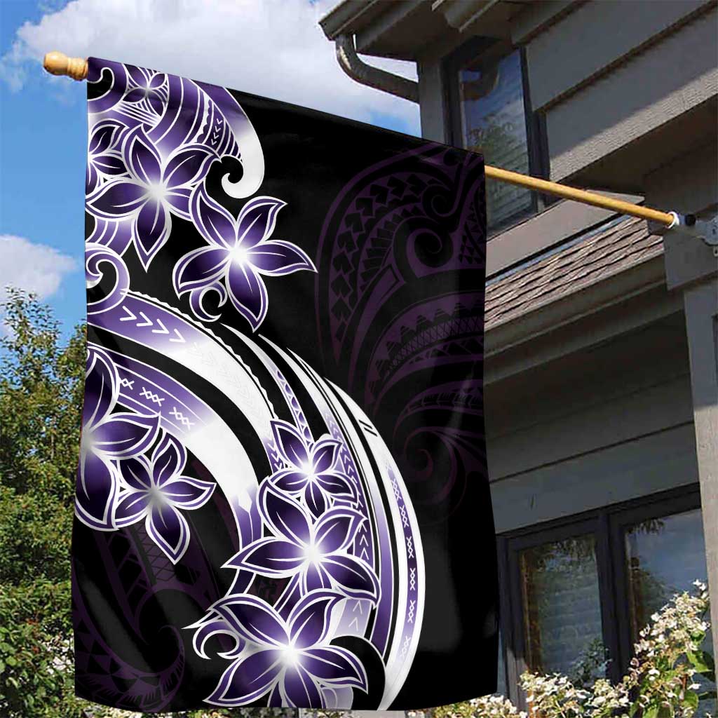 Plumeria Tribal Tattoo Garden Flag Purple Polynesian Pattern LT9 - Polynesian Pride