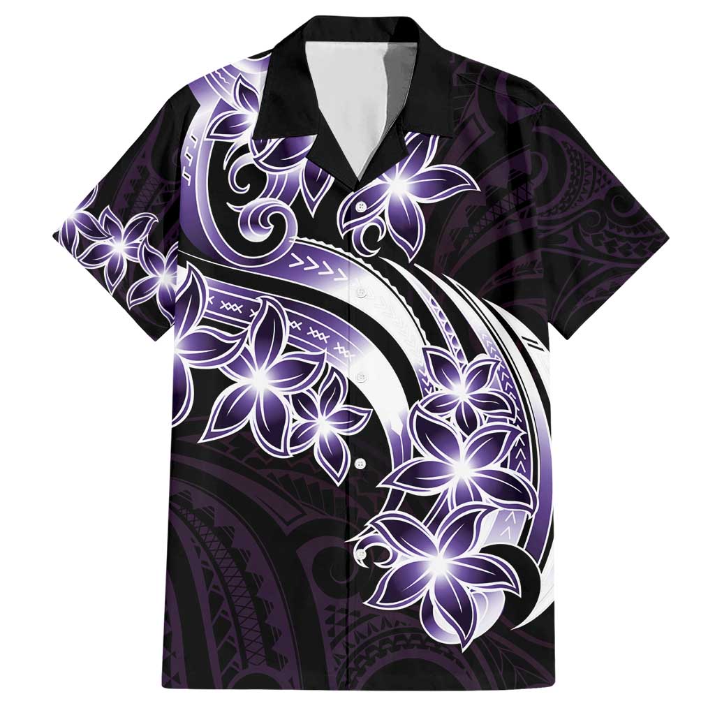 Plumeria Tribal Tattoo Hawaiian Shirt Purple Polynesian Pattern LT9 Purple - Polynesian Pride