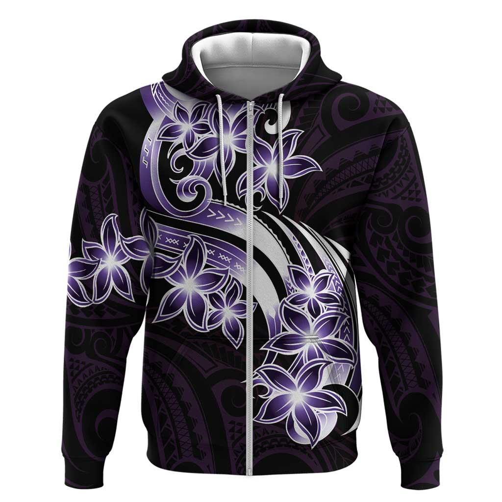 Plumeria Tribal Tattoo Hoodie Purple Polynesian Pattern