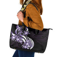 Plumeria Tribal Tattoo Leather Tote Bag Purple Polynesian Pattern LT9 Purple - Polynesian Pride