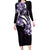 Plumeria Tribal Tattoo Long Sleeve Bodycon Dress Purple Polynesian Pattern