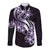 Plumeria Tribal Tattoo Long Sleeve Button Shirt Purple Polynesian Pattern