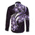 Plumeria Tribal Tattoo Long Sleeve Button Shirt Purple Polynesian Pattern