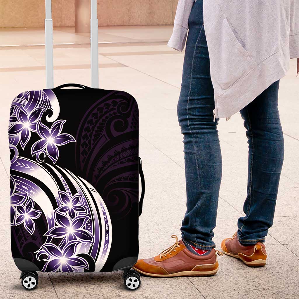 Plumeria Tribal Tattoo Luggage Cover Purple Polynesian Pattern