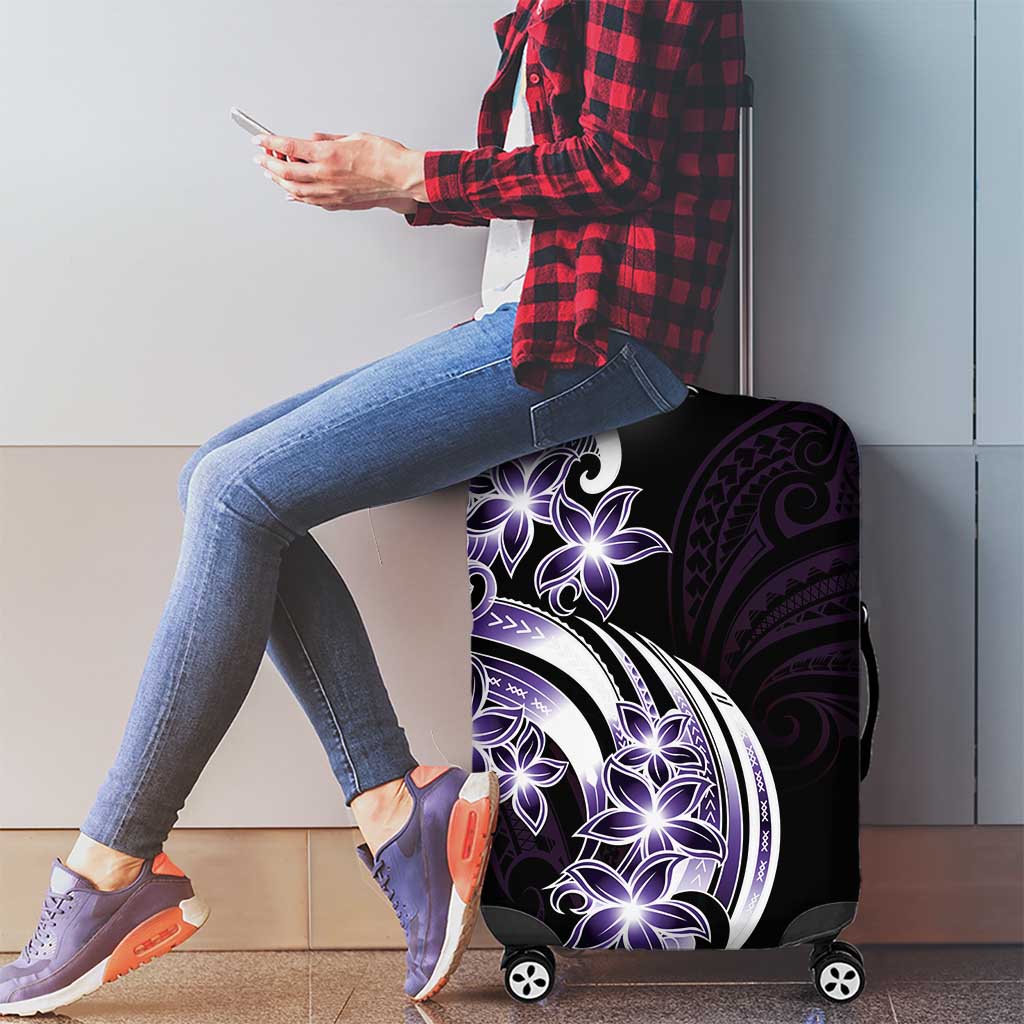 Plumeria Tribal Tattoo Luggage Cover Purple Polynesian Pattern LT9 - Polynesian Pride