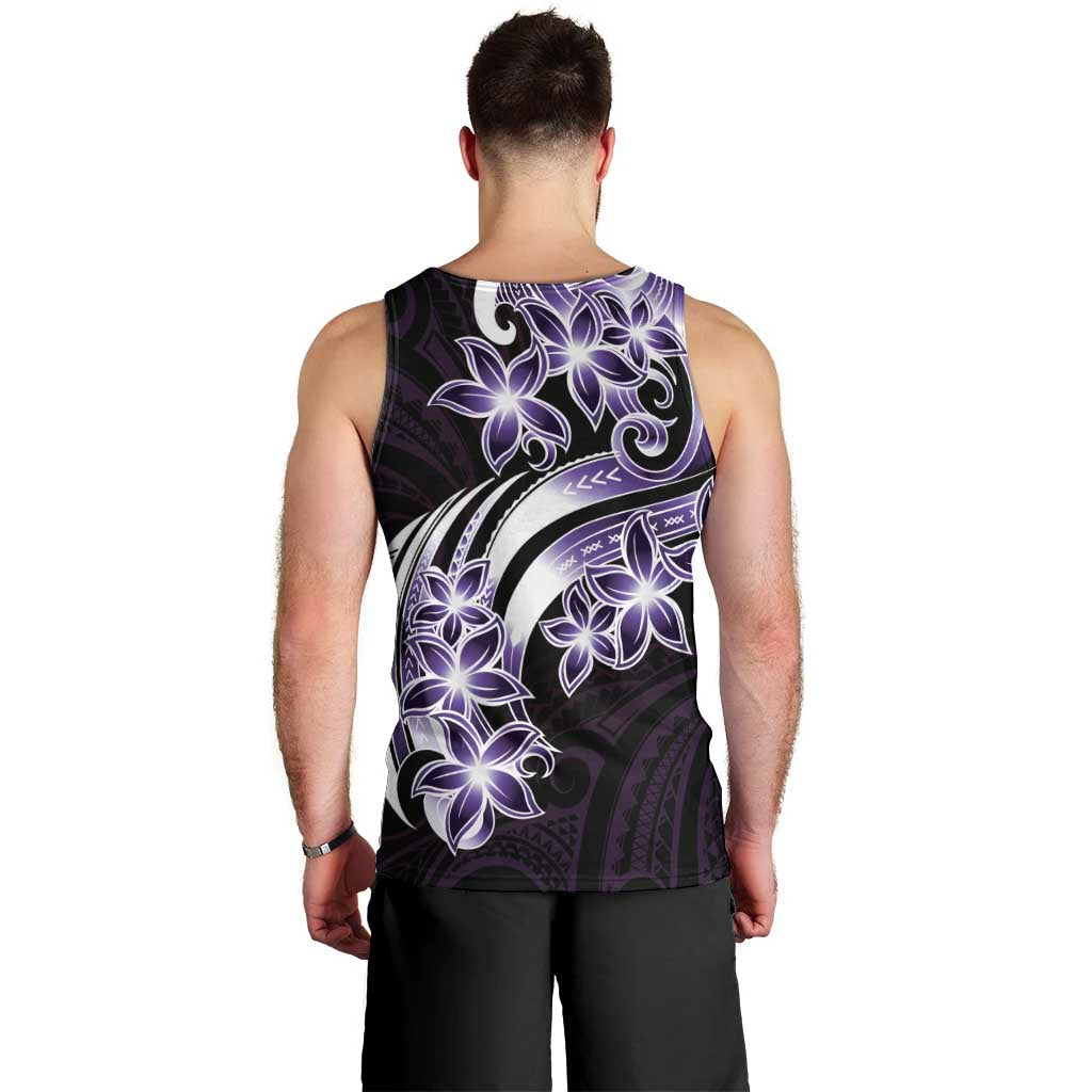 Plumeria Tribal Tattoo Men Tank Top Purple Polynesian Pattern LT9 - Polynesian Pride
