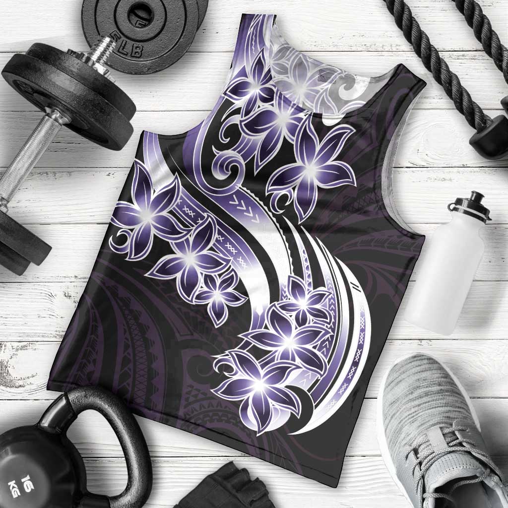 Plumeria Tribal Tattoo Men Tank Top Purple Polynesian Pattern LT9 - Polynesian Pride