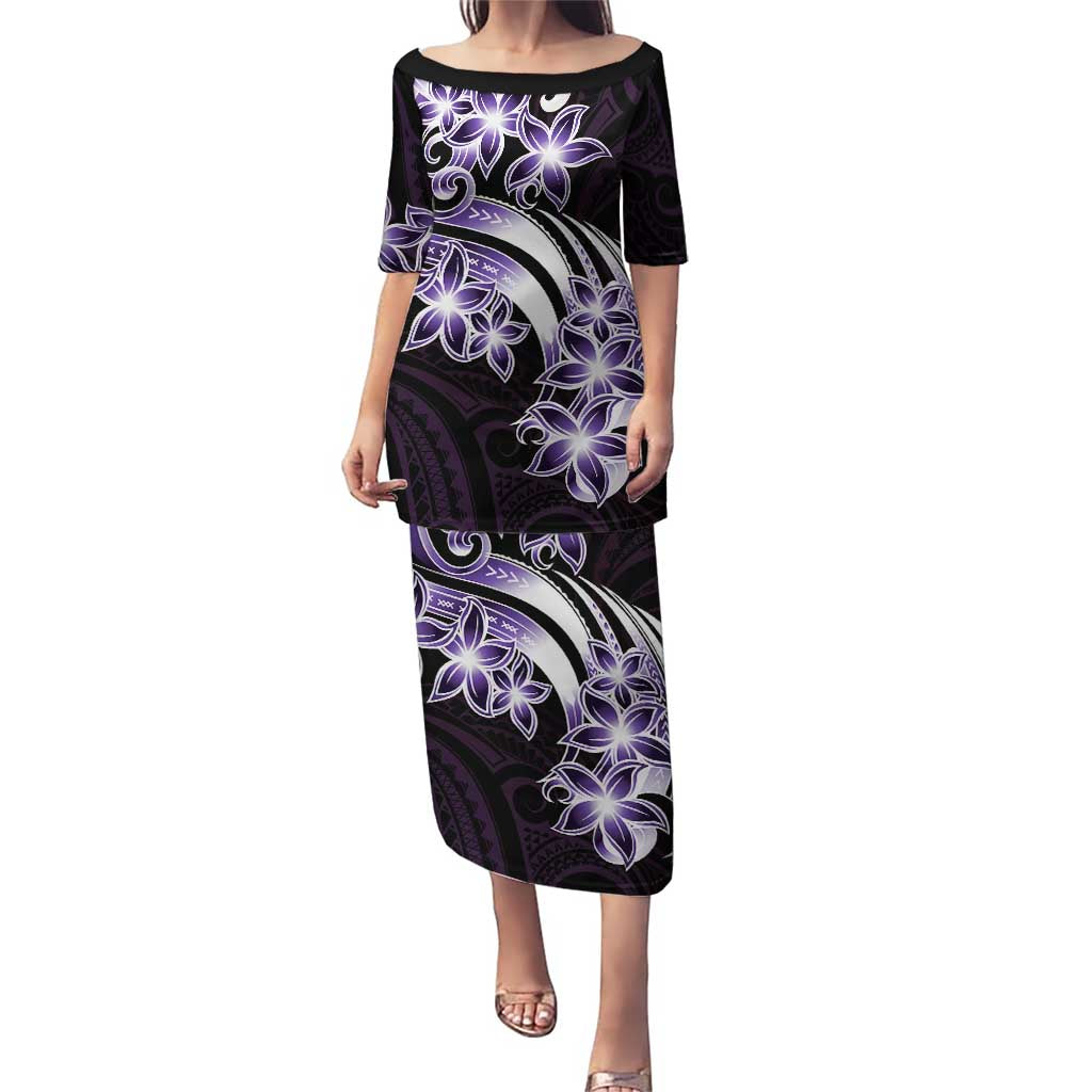 Plumeria Tribal Tattoo Puletasi Purple Polynesian Pattern LT9 Long Dress Purple - Polynesian Pride