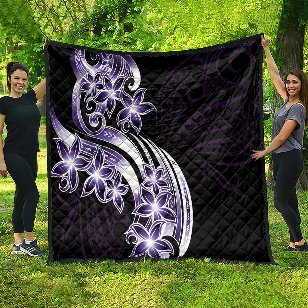 Plumeria Tribal Tattoo Quilt Purple Polynesian Pattern