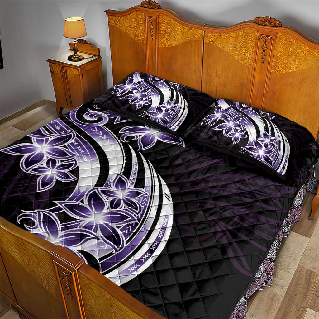 Plumeria Tribal Tattoo Quilt Bed Set Purple Polynesian Pattern LT9 - Polynesian Pride