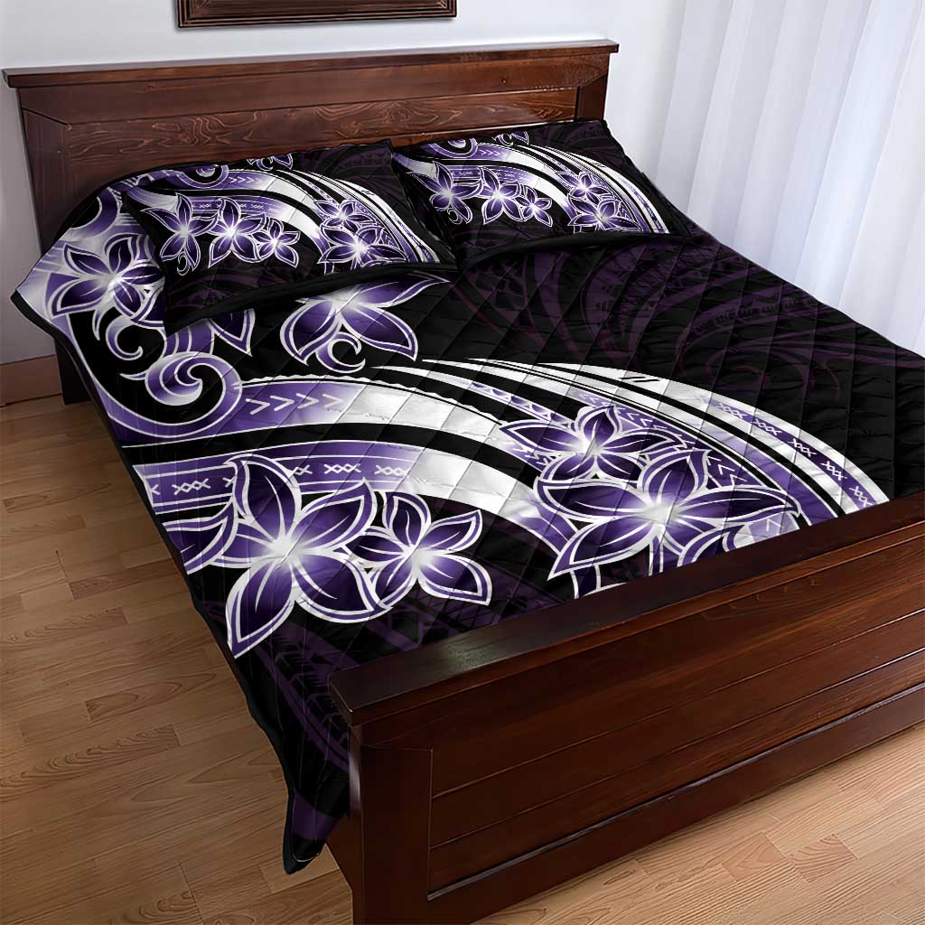 Plumeria Tribal Tattoo Quilt Bed Set Purple Polynesian Pattern LT9 - Polynesian Pride