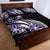 Plumeria Tribal Tattoo Quilt Bed Set Purple Polynesian Pattern