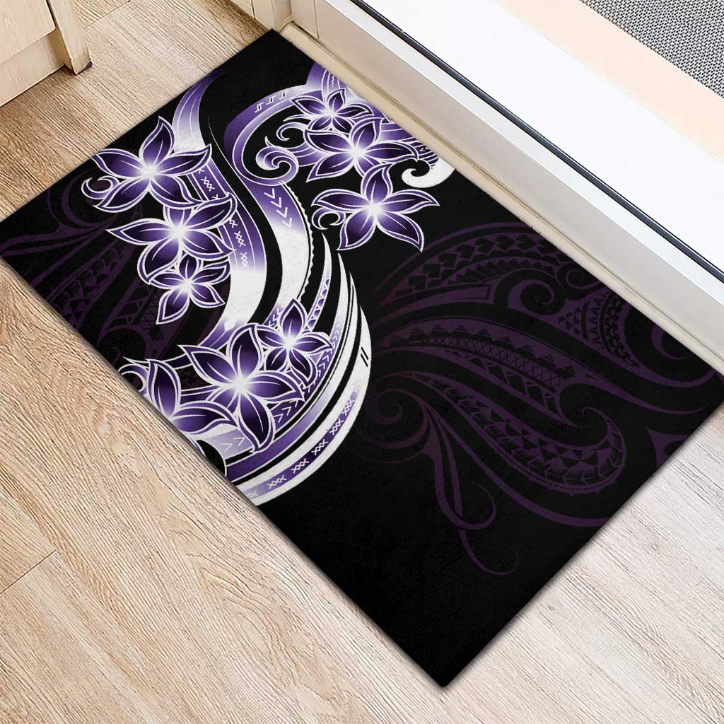 Plumeria Tribal Tattoo Rubber Doormat Purple Polynesian Pattern LT9 - Polynesian Pride