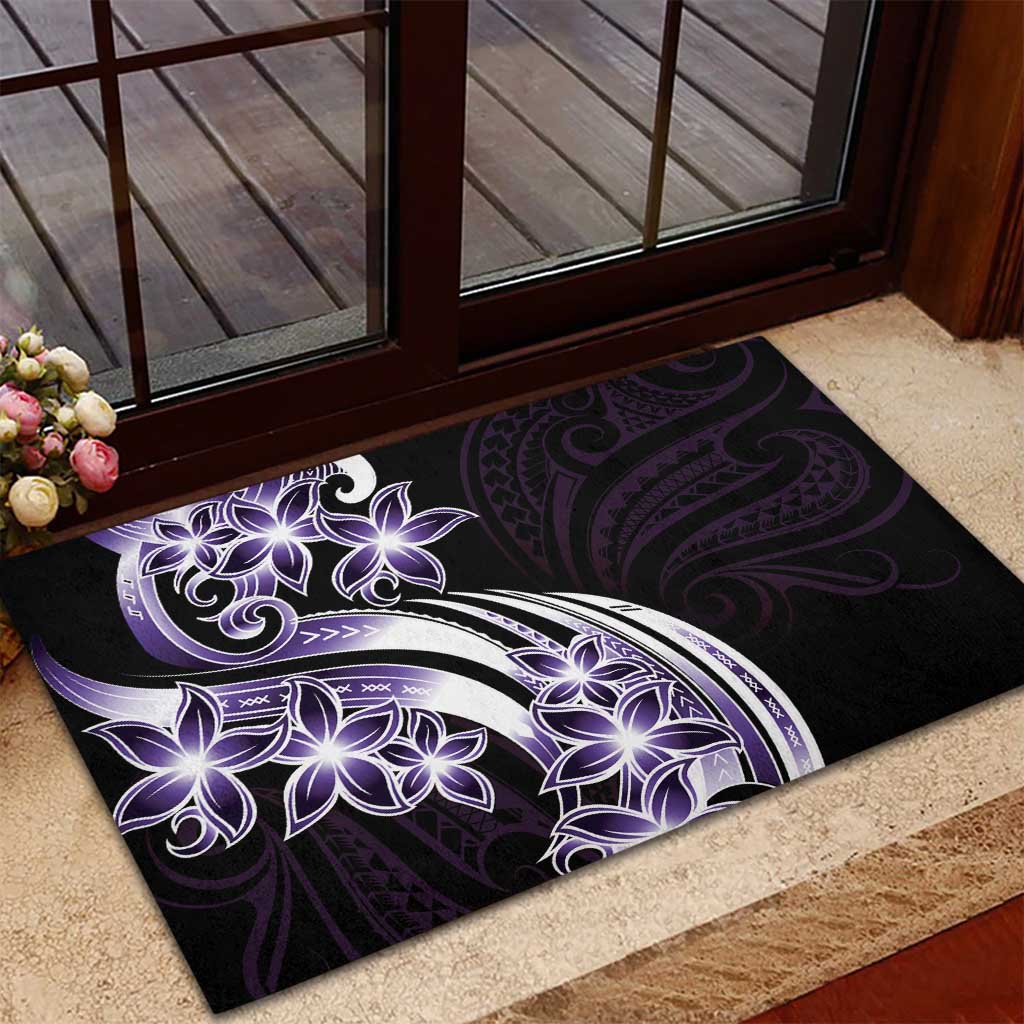 Plumeria Tribal Tattoo Rubber Doormat Purple Polynesian Pattern LT9 - Polynesian Pride