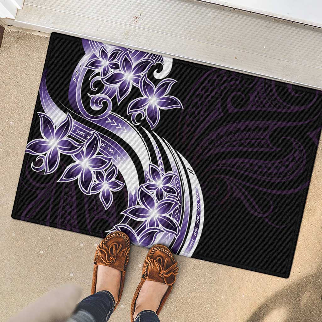 Plumeria Tribal Tattoo Rubber Doormat Purple Polynesian Pattern LT9 - Polynesian Pride