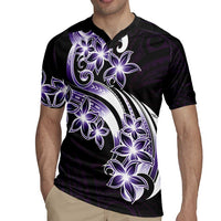 Plumeria Tribal Tattoo Rugby Jersey Purple Polynesian Pattern