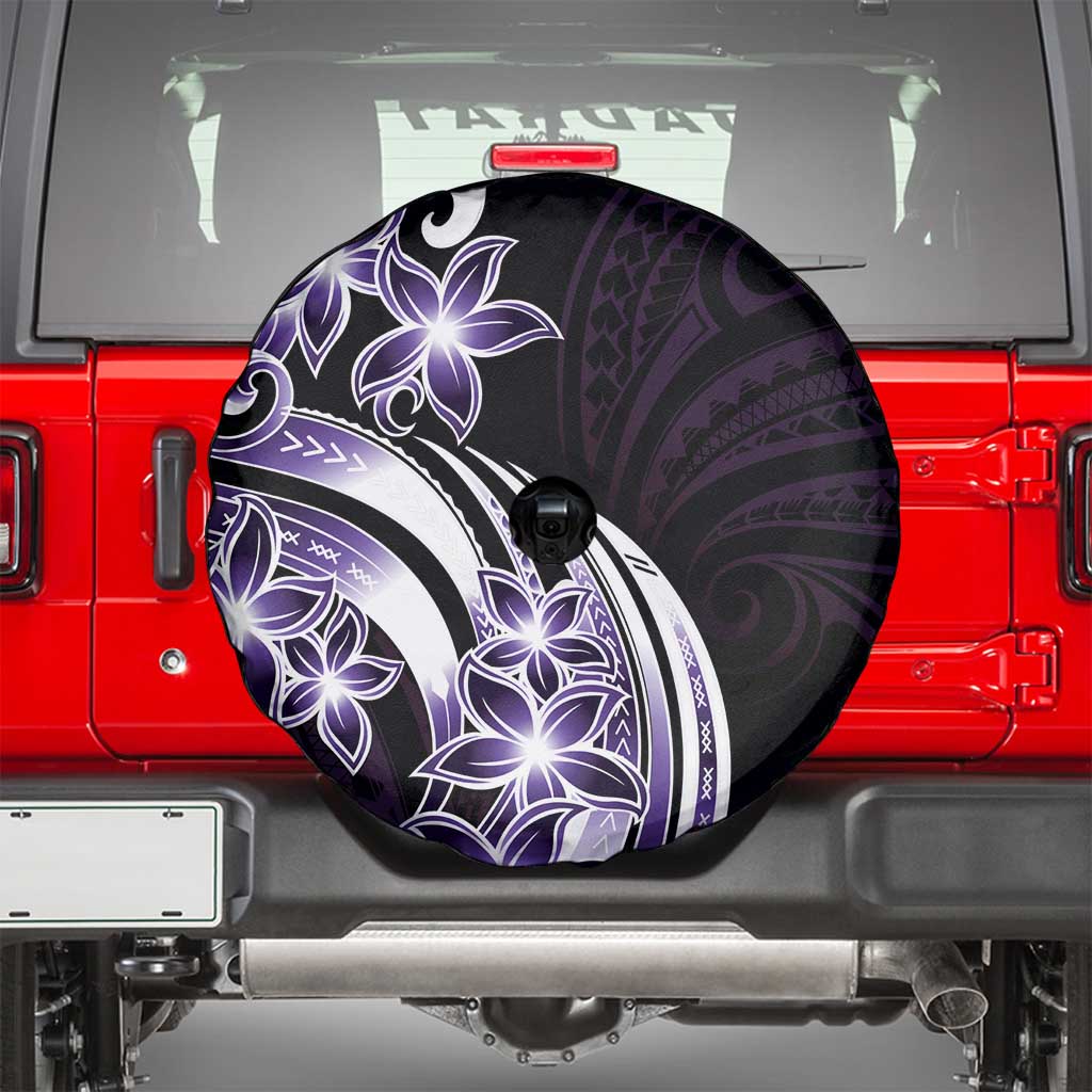 Plumeria Tribal Tattoo Spare Tire Cover Purple Polynesian Pattern LT9 - Polynesian Pride
