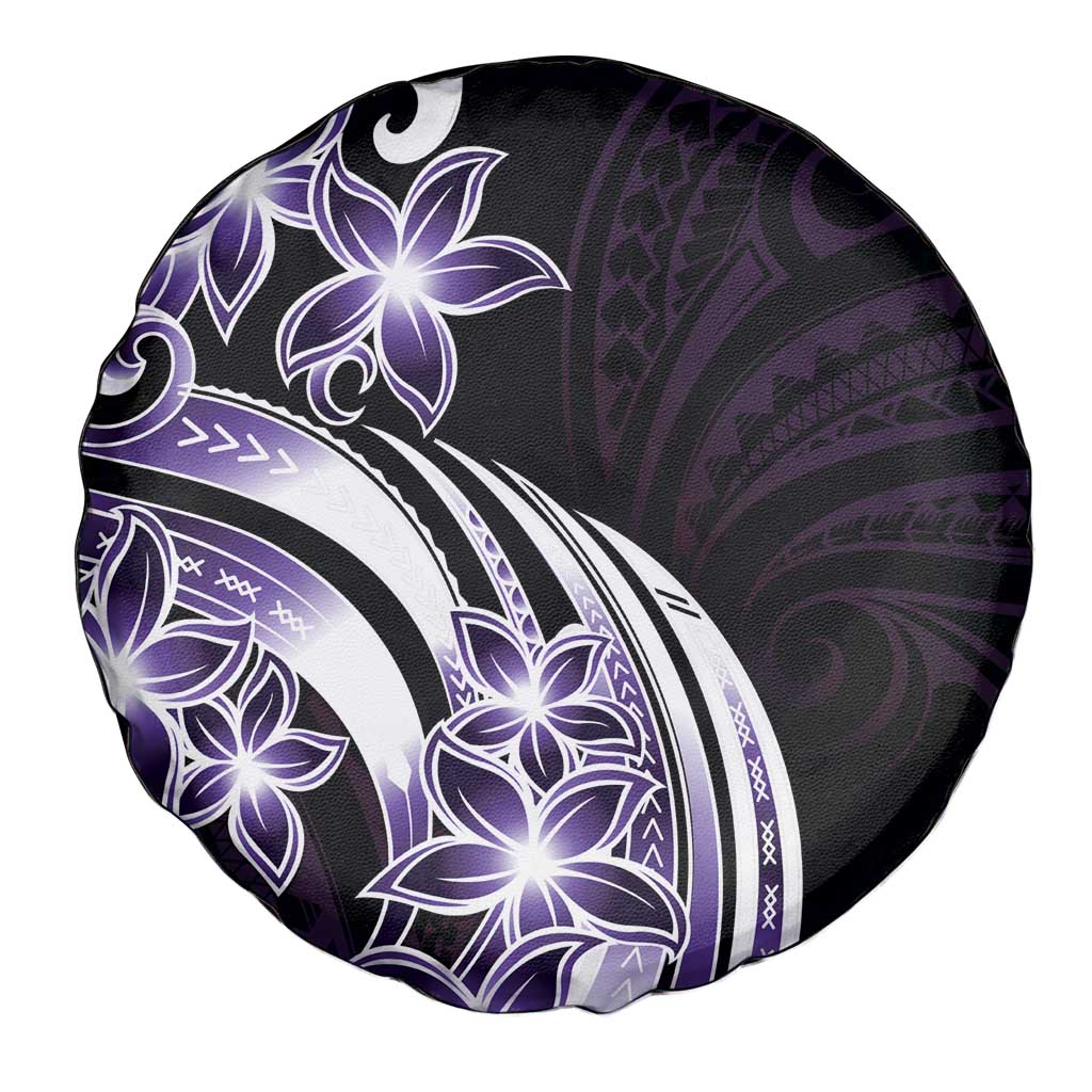 Plumeria Tribal Tattoo Spare Tire Cover Purple Polynesian Pattern LT9 - Polynesian Pride