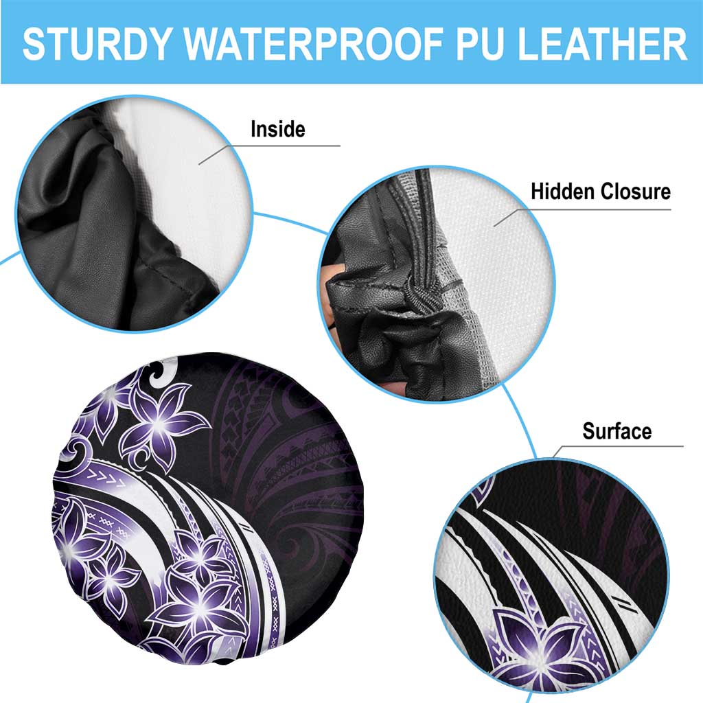 Plumeria Tribal Tattoo Spare Tire Cover Purple Polynesian Pattern LT9 - Polynesian Pride