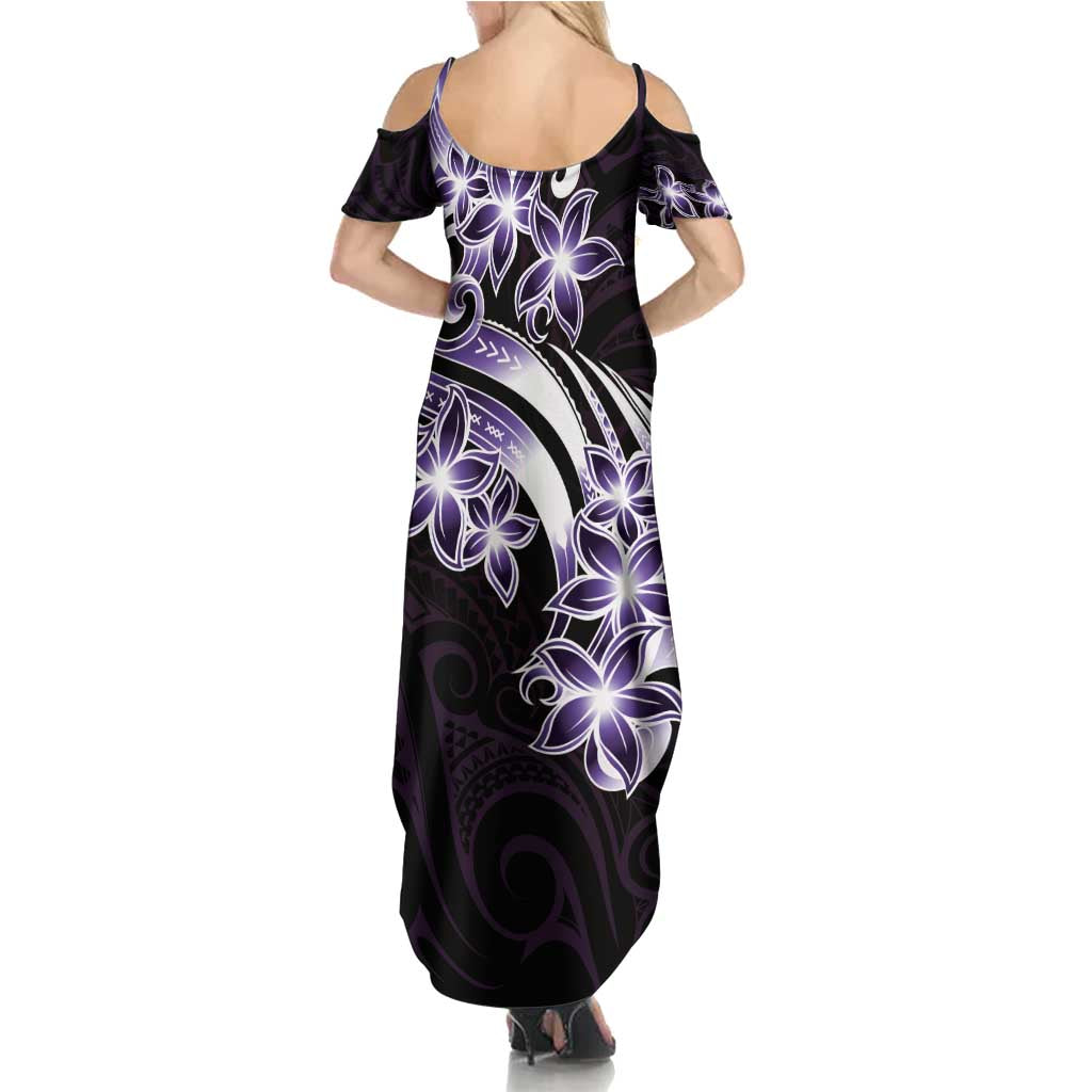 Plumeria Tribal Tattoo Summer Maxi Dress Purple Polynesian Pattern LT9 - Polynesian Pride