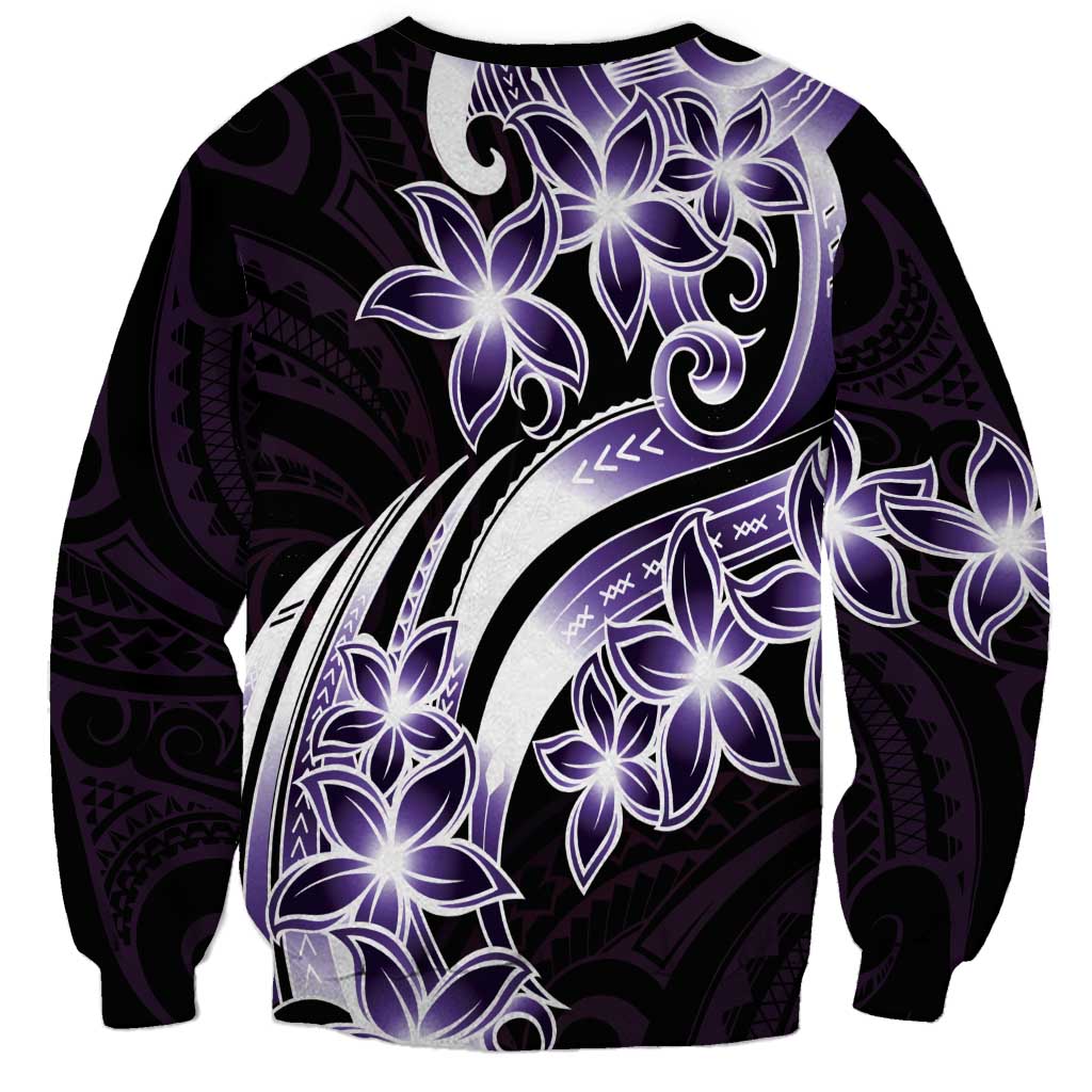 Plumeria Tribal Tattoo Sweatshirt Purple Polynesian Pattern LT9 - Polynesian Pride